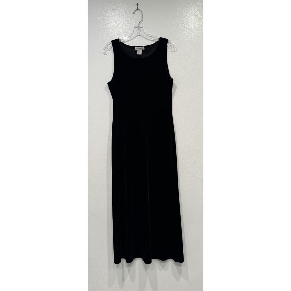 Vintage JW Treci 90s Black Velvet Maxi Dress Women’s Size 12 Sleeveless Evening‎